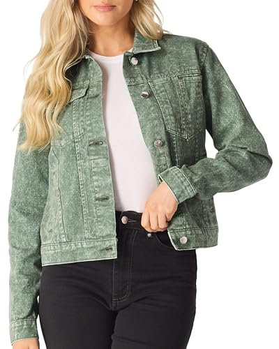 JMOJO Denim Jackets Women - 100% Cotton Trucker Casual Ladies Denim Jackets in Regular Fit & Plus Sizes with Waist Adjuster - Jackets for Women UK - Perfect for Beach Party Picnic Outing