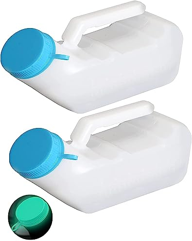 Tovee Upgraded Urinals for Men with Glow in The Dark,1000ml Thick Pee Bottles with Lid,Spill Proof Urinal Bottle for Car,Hospital,Elderly & Incontinence,2 Pack