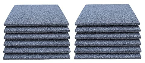 LANDGRID 12x Fallschutzmatten 50x50x4cm Schwarz Spielplatzmatte Gummi Fallschutzplatte Garten