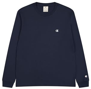 Champion Legacy Basics-L-s Crewneck - Camiseta de Manga Larga para Hombre, Azul Marino, L