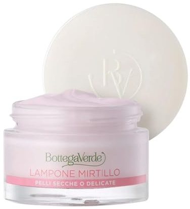 Bottega Verde - Crema Viso Idratante, 50 ml, Idrata e Nutre in Profondità, con Lampone e Mirtillo, per Pelli Secche o Delicate