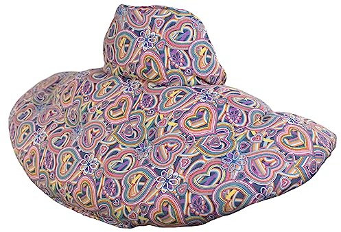 Cuscino del collo, cotone biologico, Psychedelic hearts. Cuscino Semi di farro bio, terapia caldo e freddo