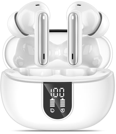 Wireless Earbuds, Bluetooth 5.3 Headphones 40Hrs Playtime Deep Bass Stereo in-Ear Earbud, LED Power Display, Call Noise Canceling Headphones with Mic, IP7 Waterproof Earphones for iPhone Android