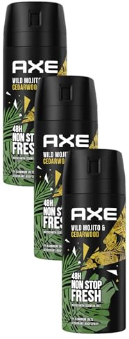 Axe Bodyspray Wild Mojito & Cedarwood Deo ohne Aluminium sorgt 48 Stunden lang für effektiven Schutz vor Körpergeruch 150 ml - (Packung mit 3)