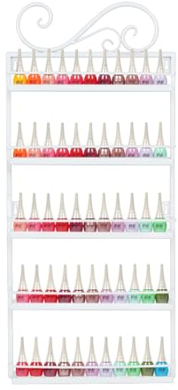 LEUTED 5-Tier Nagellack Aufbewahrung Metall Nagellackregal Wandregal Nagellack Organizer Lippenstiftständer Geschenk Nagellack Ständer Ätherische Öle Aufbewahrung für Nagelstudio Zubehör (Weiß)