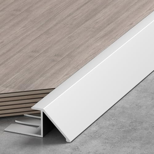 TREGOO Transition Strip Wood Flooring Transition Ramp Reducer, Indoor Metal Threshold Cover for Uneven Floors/Tiles/Carpet, Laminate Underlay Edge Trimming Bar (Color : White, Size : 10mm-12mm)