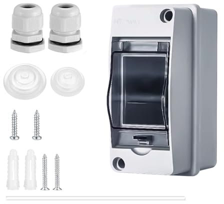 Coffret Electrique Etanche,2 Modules avec Terminaux et Rails Intégrés Boîte à Fusibles Distributeur en Saillie,Boîtier Electrique, Tableau Electrique Etanche Pour Disjoncteur Mural(2 Modules)