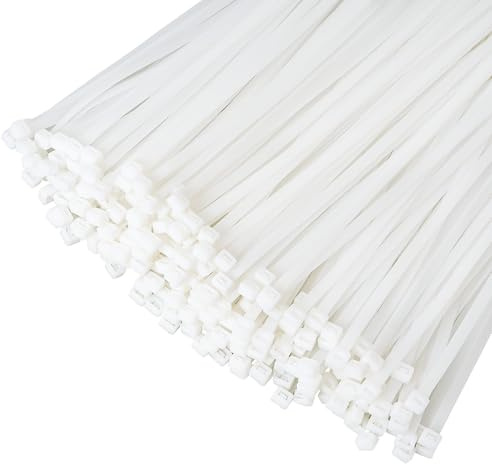 1000 Pezzi Fascette Plastica Professionali, 200mm x 4.8mm Fascette Elettricista, Fascette di Plastica Resistente Allatemperature Alla Trazione 23kg per Uso Interno ed Esterno, Bianco