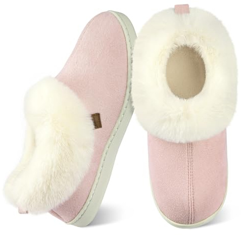 Wostock Zapatillas de Invierno para Mujer Pantuflas de Peluche para Interior y Exterior Calidez y Comodidad de Envoltura Completa