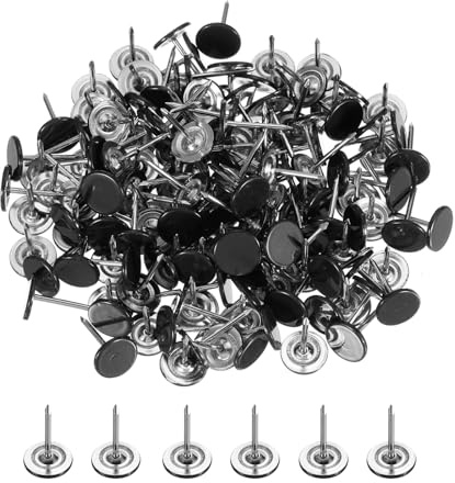 PATIKIL 0.43 inch Punaises, 200 Pack Punaises À Tête Plate Ronde Décoratives pour Tableau Liège avec Pointe Métallique, Noir