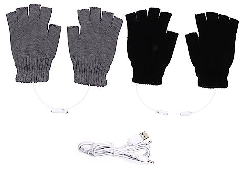 BESPORTBLE 2 Paar USB-Handschuh Arbeitshandschuhe für Damen USB Thermohandschuhe fingerlos Tüll-Handschuhe Thermal Gloves warm Gloves fahrradhandschuhe warme Handschuhe Winterhandschuhe Garn