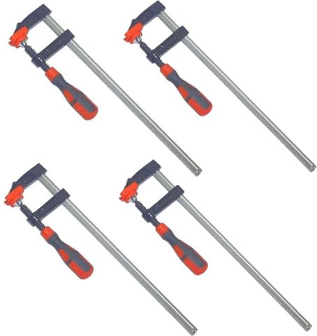 Dunnet Tools 4 Pack F Clamps Bricklaying Metalwork 600mm / 24 Inch Heavy Duty Wood Clamps for Woodwork F Clamp Soft Grips Quick Slide Mechanism Woodworking Carpentry Tools and Equipment