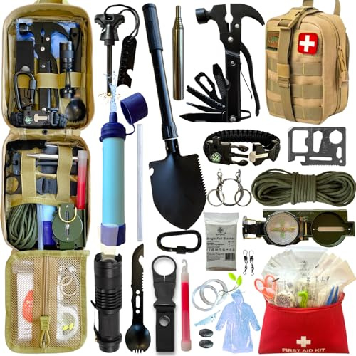 BIRKOSCH Botiquín de Primeros Auxilios y Emergencia, +60 Accesorios y 15 Herramientas Multiusos, Compacto, Ideal para Casa, Coche, Viajes, Camping y Supervivencia