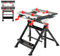 HOMFME Folding Workbench, 7 Level Height Adjustable Workstation Tool Stand with 4 Position Tiltable Platform, 8 Sliding Clamps, Protractor and Ruler, Heavy Duty Metal Work Bench Table Sawhorse (Red)