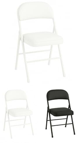 Jardin202 - Silla Metálica Acolchada Plegable 80x46x46 cm | Ideal para Hogar y Eventos | Unidad (Blanco)