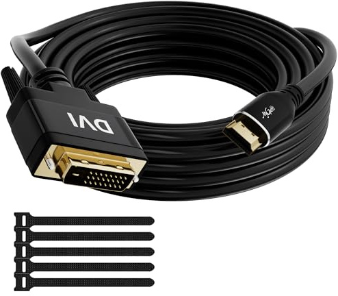 Mygatti 4K HDMI till DVI adapterkabel 3 m, full HD/1080p dubbelriktad DVI (24+1) till HDMI-kabel, guldpläterad kontakt, kompatibel med projektor, bärbar dator, TV, PC, DVD-spelare, med 5 buntband