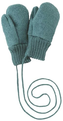 Disana WALK-HANDSCHUHE Baby & Kinder - 100% Bio-Merino, Wollwalk – wetterfest & super warm - unisex in 3 Größen - nachhaltig & fair – mit Strickkordel verbunden - made in Germany | Eukalyptus Gr. 2