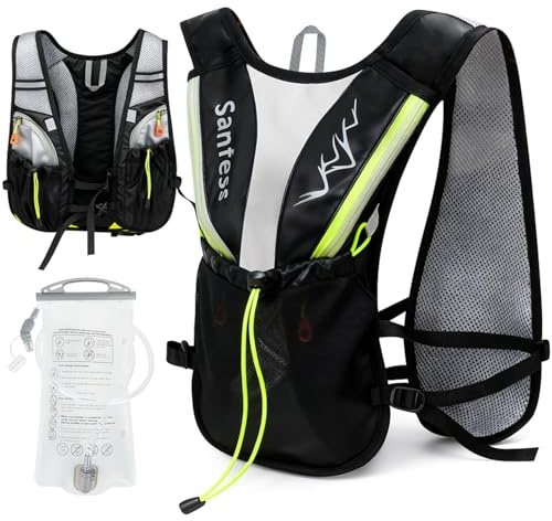 Chaleco de Correr Hombre y Mujer con Mochila Hidratación 1.5L, Chaleco Hidratación Trail Running Ligero y Transpirable, Ajustable y Reflectante para Running, Senderismo, Ciclismo
