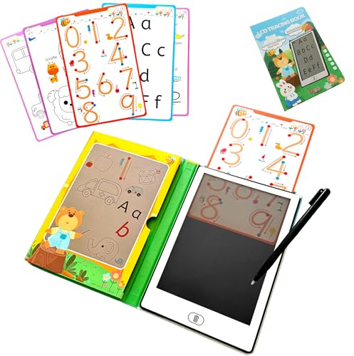 Pizarra Mágica con 40 Plantillas Educativas – Pizarra Infantil LCD para Dibujar y Borrar con Bloqueo – Juguete Creativo Montessori 3-6 Años – Pizarra Mágica Infantil Niños