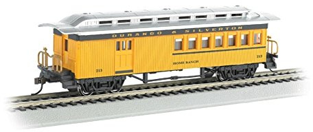 Bachmann Industries 1860 - 1880 Passenger Cars - Combine - Durango & Silverton #213, Yellow, Black & Silver