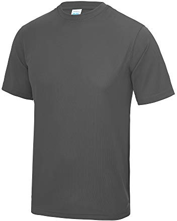 Just Cool Mens Performance Plain T-Shirt (L) (Charcoal)