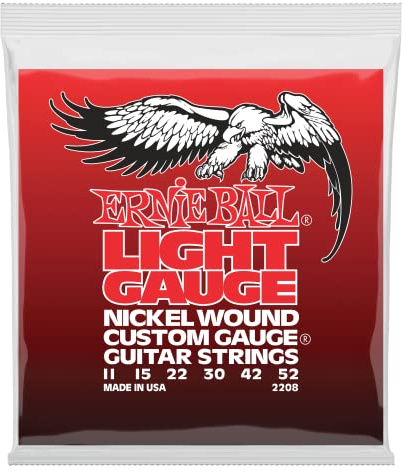 Ernie Ball Light - Cuerdas para guitarra eléctrica, entorchado de níquel, con cuerda Sol entorchada, calibre 11-52