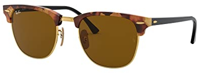 Ray-Ban Unisex Clubmaster Sonnenbrille, Mehrfarbig (Gestell: braun/schwarz(Havana,Tortoise) Glas: braun 1160), Small (Herstellergröße: 51)