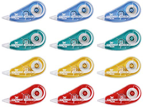 STATIONERY ISLAND Korrekturroller 12er Pack, Mini Korrekturmaus, Korrekturband 5m x 5mm, Kleberoller Maus Roller Schulsachen Correction Tapes, Für Schüler, Büro, Klebemaus, Fotokleber Fotoalbum