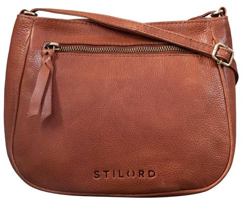 STILORD 'Samira' Handtasche Leder Frauen zum Umhängen Vintage Umhängetasche für Damen-Tasche Abendtasche Elegante Echtleder Tasche, Farbe:texas - braun