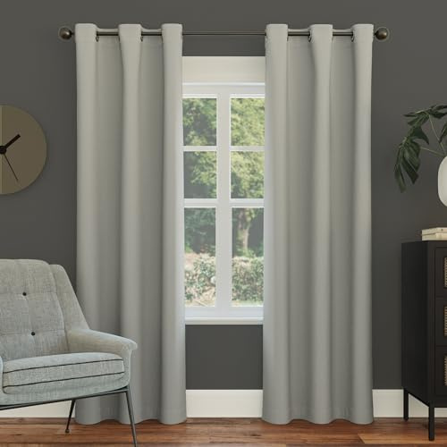 Sun Zero Easton Energy Saving Blackout Grommet Curtain Panel, 40 x 108, Silver Gray