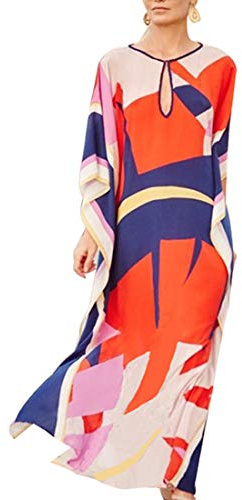 Tyidalin Robe de Plage Femme Kaftan Grande Taille Paréo Rayonne Kimono Maxi Longue Eté Bohème (Couleur 08, Taille Unique)