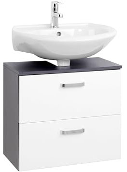 Bobbi Waschbeckenunterschrank, 60 cm, 1 Tür und 1 Schublade, mit Soft-Schließ-Funktion, Graphit/Weiß glänzend