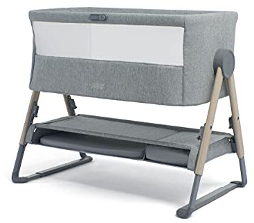 Mamas & Papas Lua - Cuna de Noche, moisés extraíble, Lados abatibles, Incluye colchón, 0-6 Meses, Gris