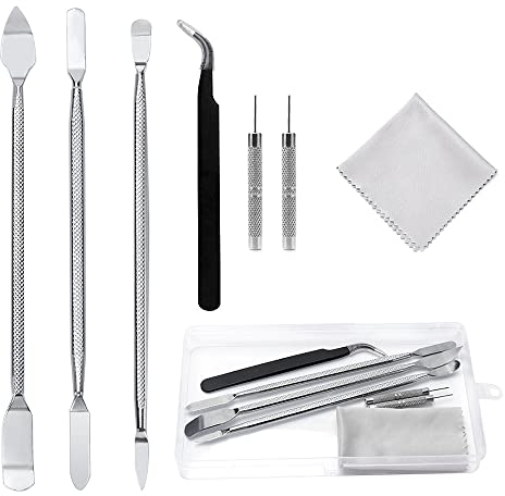 YIXISI 7 PCS Dual Ends Metal Spudger Set, Spudger Opening Disassemble Tools, for Mobile Phone Tablet Laptop Mp3 Watch, with 2 PCS Sim Card Pin and 1 PC Cleaning Cloths
