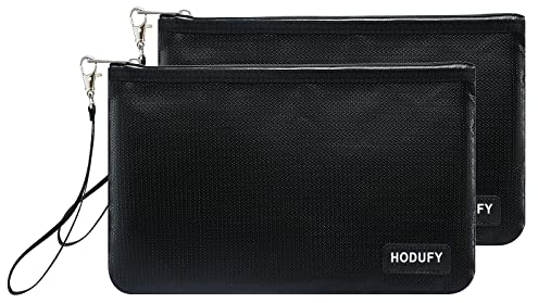 Hodufy Feuerfeste Tasche 2 Stück, Kleine Geldtasche(6.8 x 10.6 zoll), Geldtasche Feuerfest Wasserdich für Bargeld, Reisepass, Bargeldschutztasche, Dokumententasche Feuerfest Wasserdicht