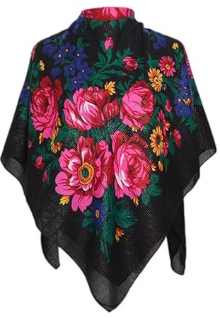 AUDME Russian Babushka Women's Scarf Shawl Wrap Oversized Traditional Retro Ukraine Style Printed Square Scarfs（43inx43in