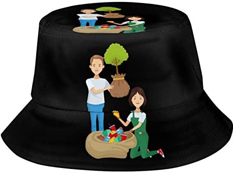 351 Men Women Summer Hat Environmentalist Couple Planting and Recycling Bucket Hat Foldable Fishing Hat Durable Camping Caps for Outdoor Fishing Travel