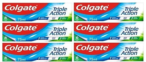 Colgate Triple Action Toothpaste 6 X 75ml: Cavity Protection, White Teeth & Fresh Breath - Not Suitable for Children Below 7 Years Old.