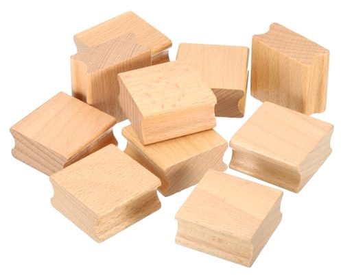 PATIKIL Soportes de Sello de Madera en Blanco de 40x40 mm, Paquete de 10 Bloques de Madera Dura para Hacer Sellos de Caucho de Bricolaje Estilo 2, Marrón