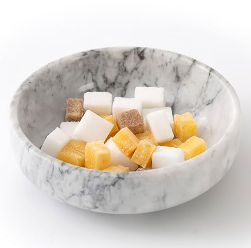 CM Chic Monday Candy Dish, Marble Candy Bowl for Office Desk, Hard Candy Dispenser Servers, Entry Way Table Home Decor, Nut Dish (White&Grey, 5.9 INCH)