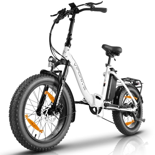 Vipdrive Klapprad E-Bike 20 Zoll, Elektrofahrrad mit 48v13ah Akku, 25km/H, Reichweite bis zu 80km, E Bike mit 7-Gang,LCD-Display, Elektrofahrrad für Herren Damen (Weiß【624Wh 13AH 65Nm】)