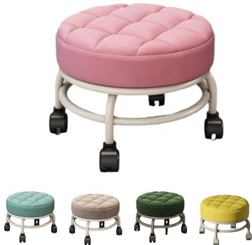 Générique Petit Tabouret à roulettes, Tabouret de pédicure, Tabouret Rotatif à 360°, Outils de puériculture, Utilisation Spa, Travail à Domicile, Tabouret Mobile à Faible Bruit (Beige)