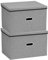 2 Pack Large Storage Boxes with Lids – 45x30x30cm Foldable Storage Cubes with Handles, Collapsible Linen Fabric Storage Bins for Shelves, Wardrobes, Homes & Offices (Gery)