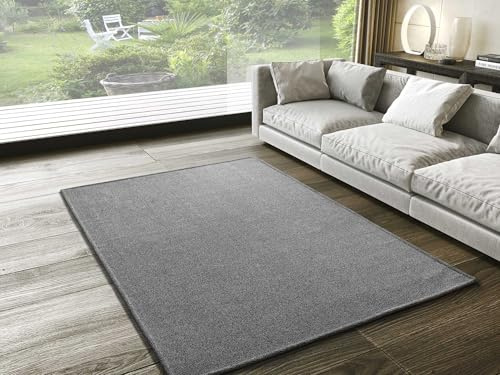 ATTICGO Alfombra Lavable de Pelo Corto Saffi - Rectangular - Fibra sintética - Alfombra para salón y Dormitorio, de Estilo Liso - Gris Liso - 60x120 cm