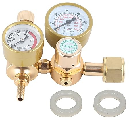 Reductor de presión de argón, regulador de presión para gas de protección CO2 4500 psi, latón, rosca hembra CGA580 (15/16in hembra), salida 1/4in, 6,605 GPM para máquinas de soldadura TIG/MIG/MAG/WIG