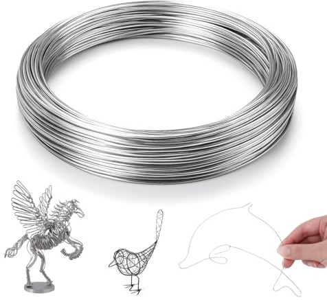 LXUEJIE 18 Gauge 164 Feet Aluminum Craft Wire, Stainless Steel Wires, Bendable Metal Armature Wire for Crafts, Jewelry Making, Sculpting, Bonsai Training and Wreath Making (Silver, 1mm x 50m)
