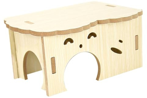 Angoily Cabane Bois pour Hamster et Cobaye Cachette Naturelle à Ronger pour Petits Rongeurs Maison Exercice et Refuge Amusant Petite