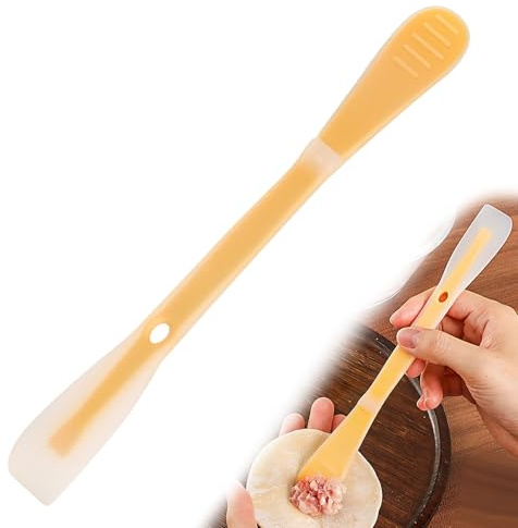 Leccapentole Silicone Piccole, Spatola Cucina con Manico Lungo, Spatola Cucina per Alimenti, Raschietto per Burro Marmellata e Carne, Utensili Silicone per Scavare e Raschiare, Giallo