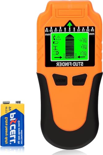 Rilevatore tubi e cavi elettrici 6-in-1 - Rilevatore Stud Avanzato con Display LCD e Allarme Sonoro, Sensore da Parete Preciso per Legno, Metallo e Fili (Arancione)