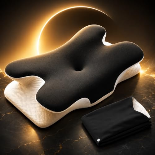 NIKO´S SHOP N S Almohada Cervical y Cuello Viscoelástica Doble Altura - Almohada Ergonómica para Dormir de Lado y Boca Arriba con Hueco para Brazos - Funda Refrescante + Recambio Lavable, Reversible